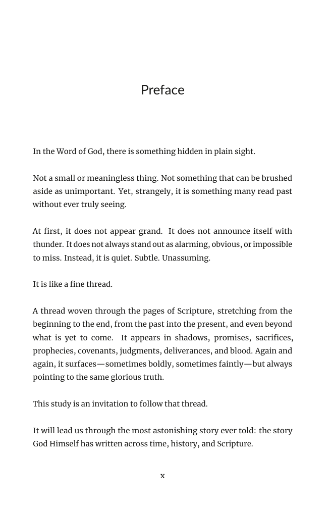 Opening preface page of A Scarlet Thread