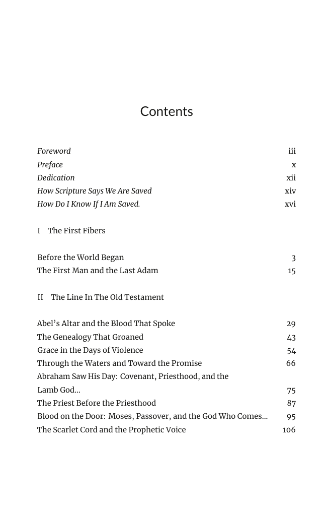 Contents page of A Scarlet Thread